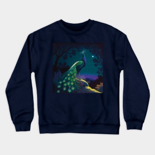 Beautiful Peacock in a Forest Clearing Crewneck Sweatshirt